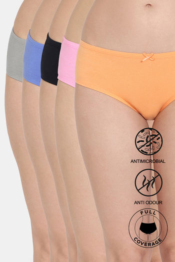 Buy Zivame Anti-Microbial Low Rise Full Coverage Hipster Panty (Pack of 5) - Assorted